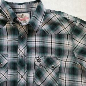 Vintage American Cowboys Choose Wrangler Western Pearl Snap Plaid Shirt Mens L
